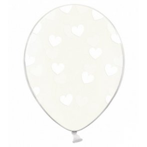  Ballon transparent med hvide hjerter 