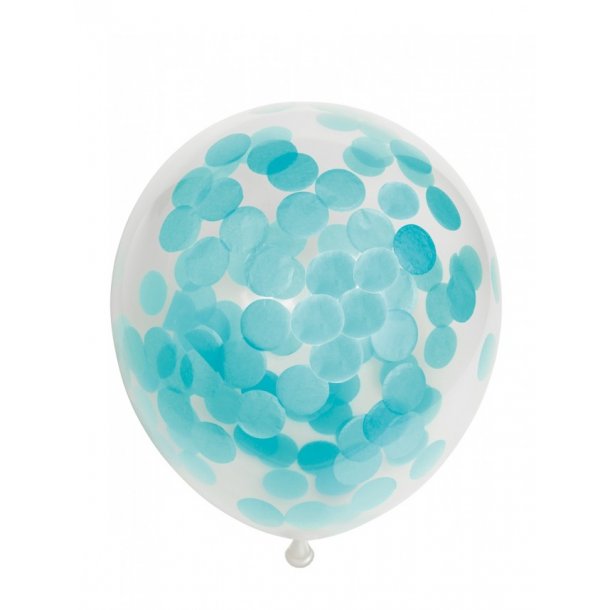 Ballon transparent med rund lysebl konfetti