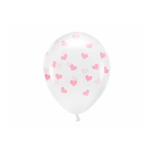 Ballon transparent med lyserde hjerter 33