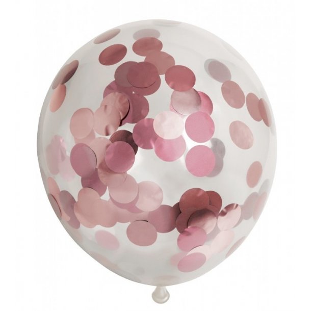 Ballong transparent med rund konfetti Rosegold