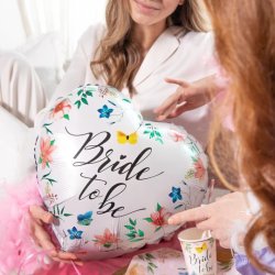 Bride to be folieballon hjerte med blomster