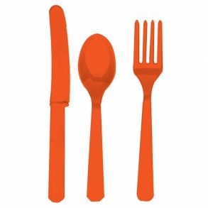 Plastbestik, 18dele, orange