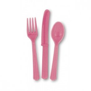 Plastbestik, 18 dele PINK