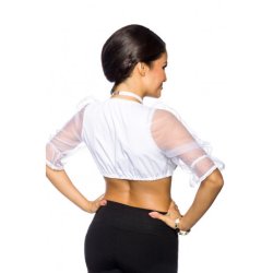 Dirndl blus i vit med genomskinliga rmar