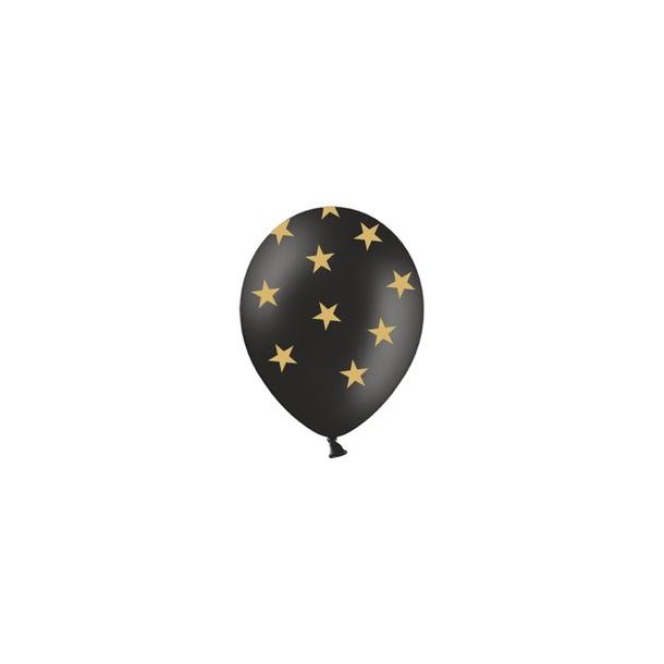 Ballon 30 cm Sort med Stjerner