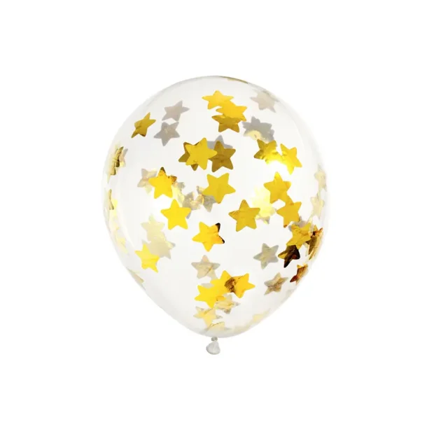 Ballonger Transparent med guldstjrna konfetti