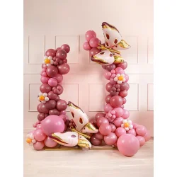 Sommerfugl Folieballon i rosa