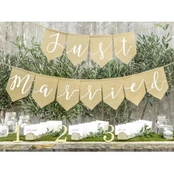 Just Married banner i linne