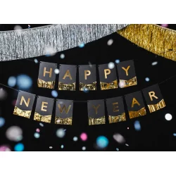 Happy new year banner i svart och guld