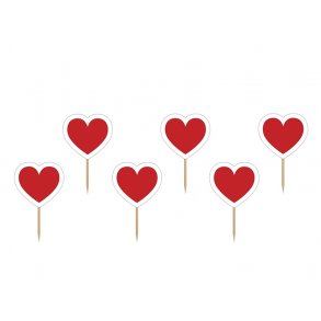 Hjerte Picks i rd 6 stk 