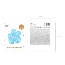 Balloner  30 cm i lysebl med hvide prikker