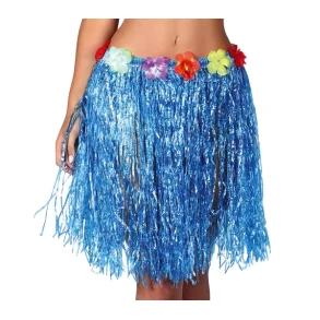 Hawaii hula skrt i bl med blomster  