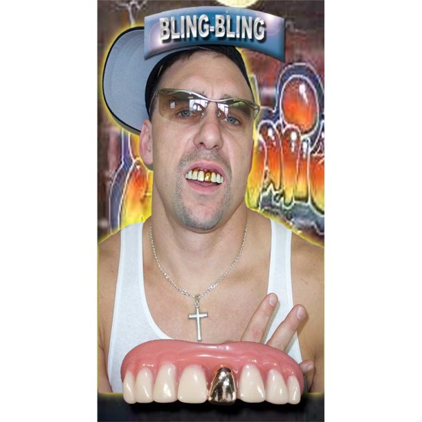 Tandsæt B-B med guldtand | billy teeth bling bling