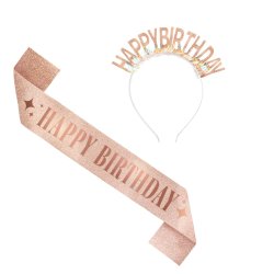 Happy Birthday set i rosaguld