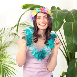 Blomsterkrans til h�ret i pastelfarver