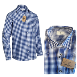 Oktoberfest skjorte i bl-hvid med sm tern - Regular