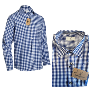 Oktoberfest skjorte i bl-hvid med sm tern - Regular