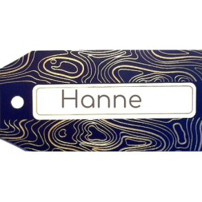 Bordkort -Manilla i Mrk bl med guldfarvet print