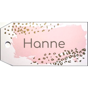 Bordkort -Manilla i hvid med lyserd og guldprint