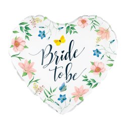 Bride to be folieballon hjerte med blomster