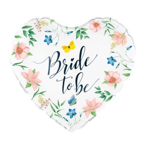 Bride to be folieballon hjerte med blomster