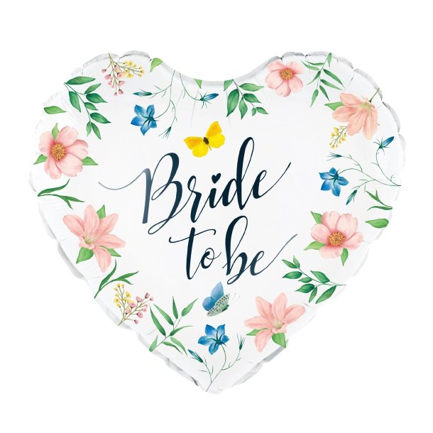 Bride to be folieballon hjerte med blomster