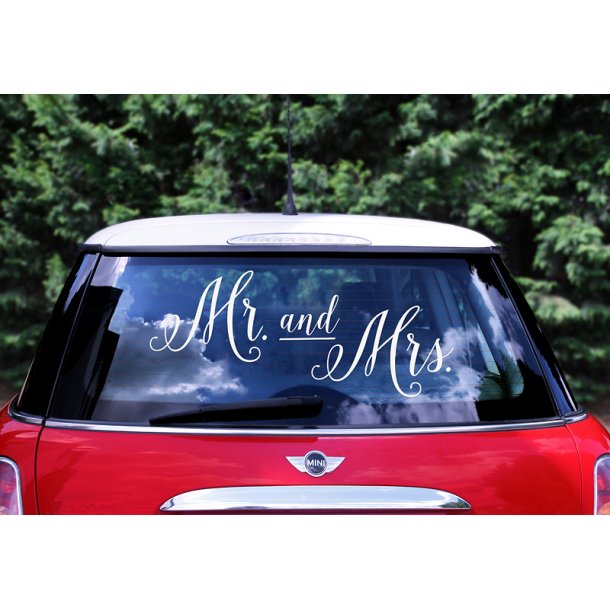 Brudebil stickers "Mr and Mrs"
