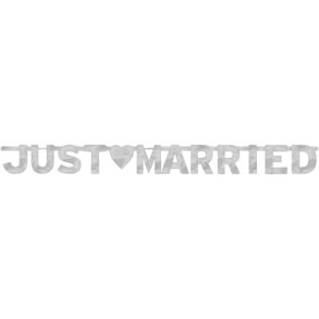 Just Married kartonbanner i slv