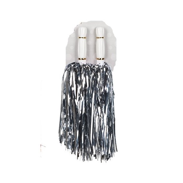 Pom Pom Cheerleader set i metallisk silver