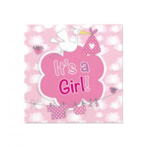 Servetter its a GIRL med stork, 20 st.