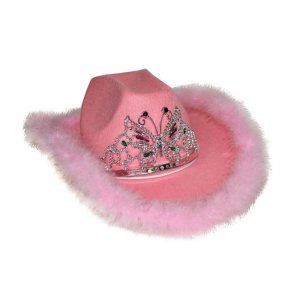 Cowboyhat i lyserd med tiara