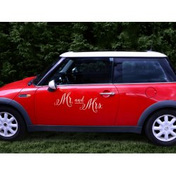 Brudebil stickers "Mr and Mrs"