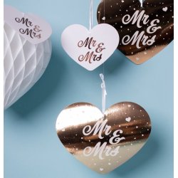 Dekorations hjerter "Mr and Mrs" 5 stk