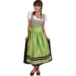 Dirndl klnning brun och limegrn