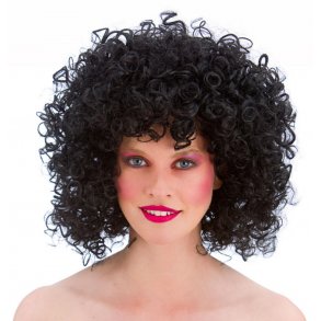 Tt krllet paryk SORT stor