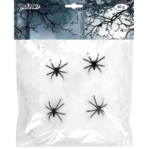 Spindelvv hvid 60g med 4 edderkopper