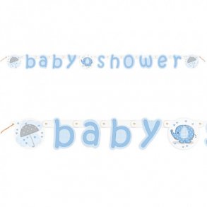 Babyshower Banner Elefant  lysebl 1,60 m