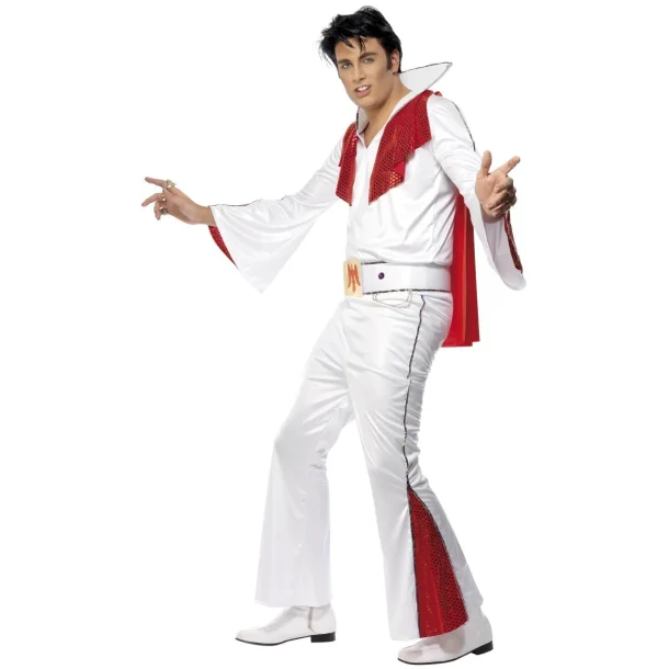Elvis kostume i rd og hvid 