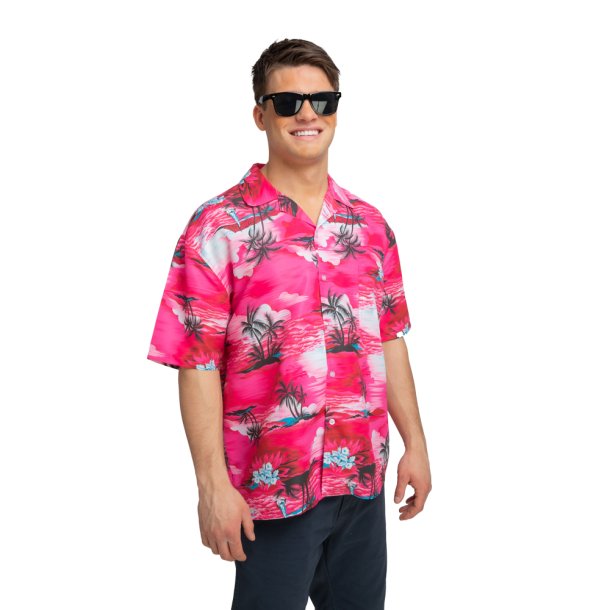 Hawaii skjorte , pink palm tree