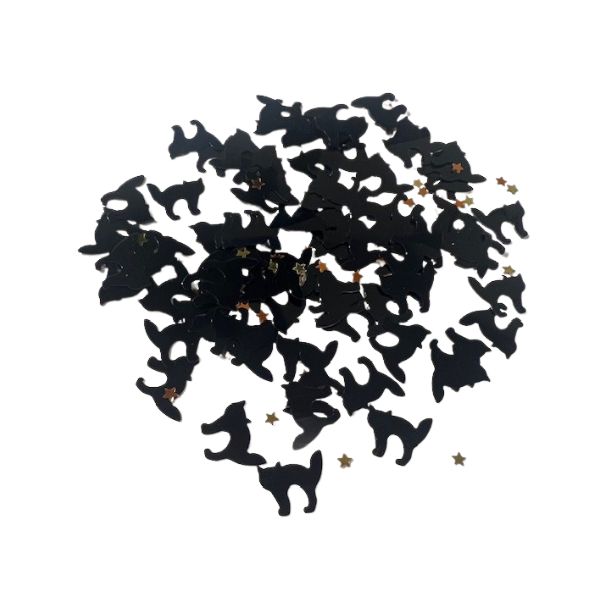 Fastelavn konfetti med sorte katte