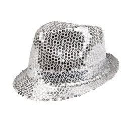 Hat Fedora med paljetter i silver