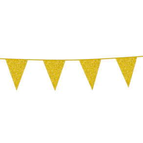 Flagbanner med 12 flag i Glitter-guld
