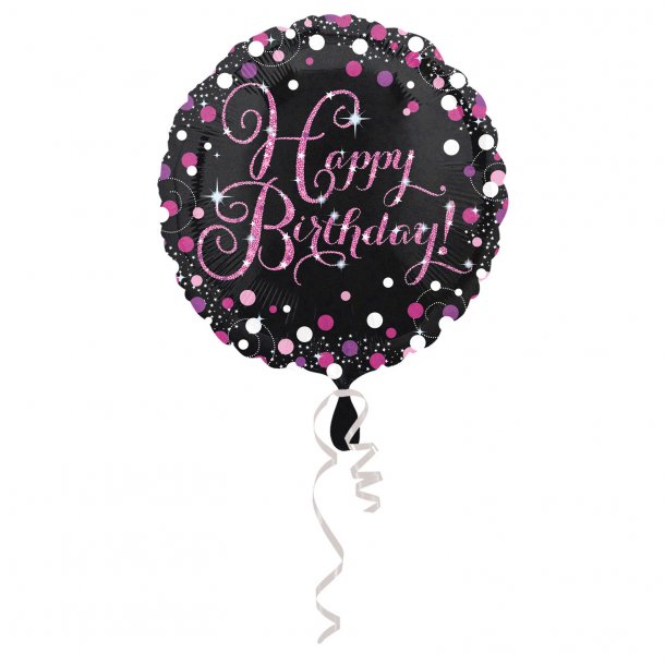 Happy Birthday Folieballon - Sparkling pink