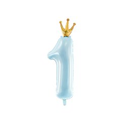 Folieballong i bltt 1 med krona