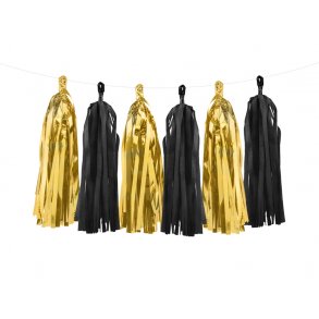 Tassel Folieguirlande 2 m Guld-Sort