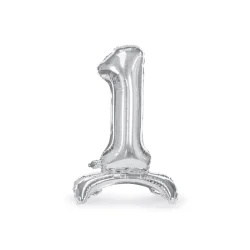 Folie nummerballong i silver p fot 70 cm