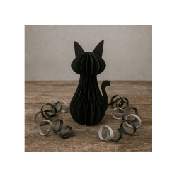 Svart karnevalskatt, bikakeformad, 20 cm