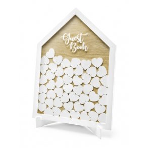 Gstebog Trhjerter i hvid hus-ramme