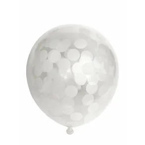 Ballong transparent med rund vitt konfetti