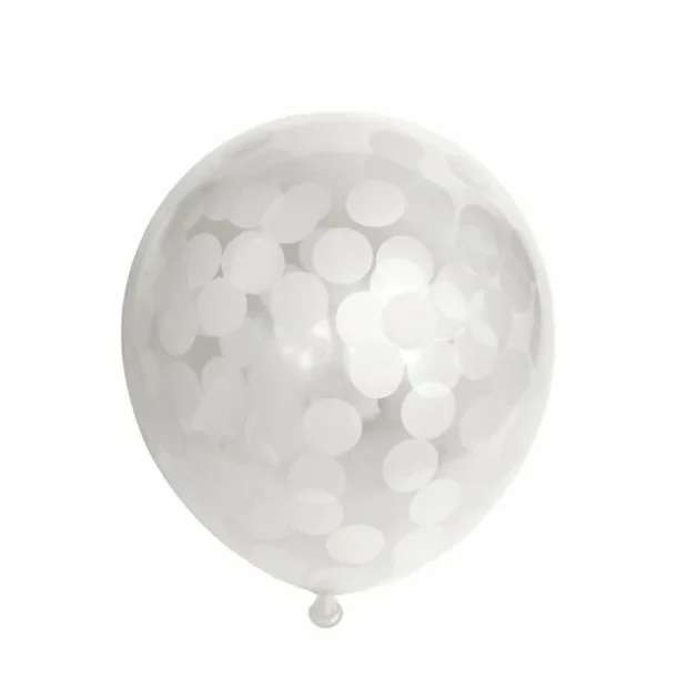Ballon transparent m.rund hvid konfetti